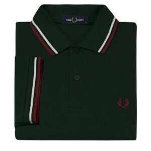 Fred Perry Mens Double Tipped Collar Polo Shirt / Dark Green